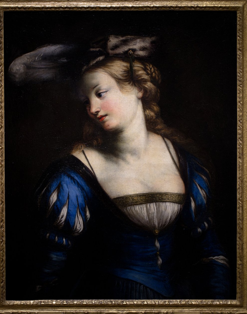 Mulher jovem com uma blusa azul de Jacques Francois Courtin