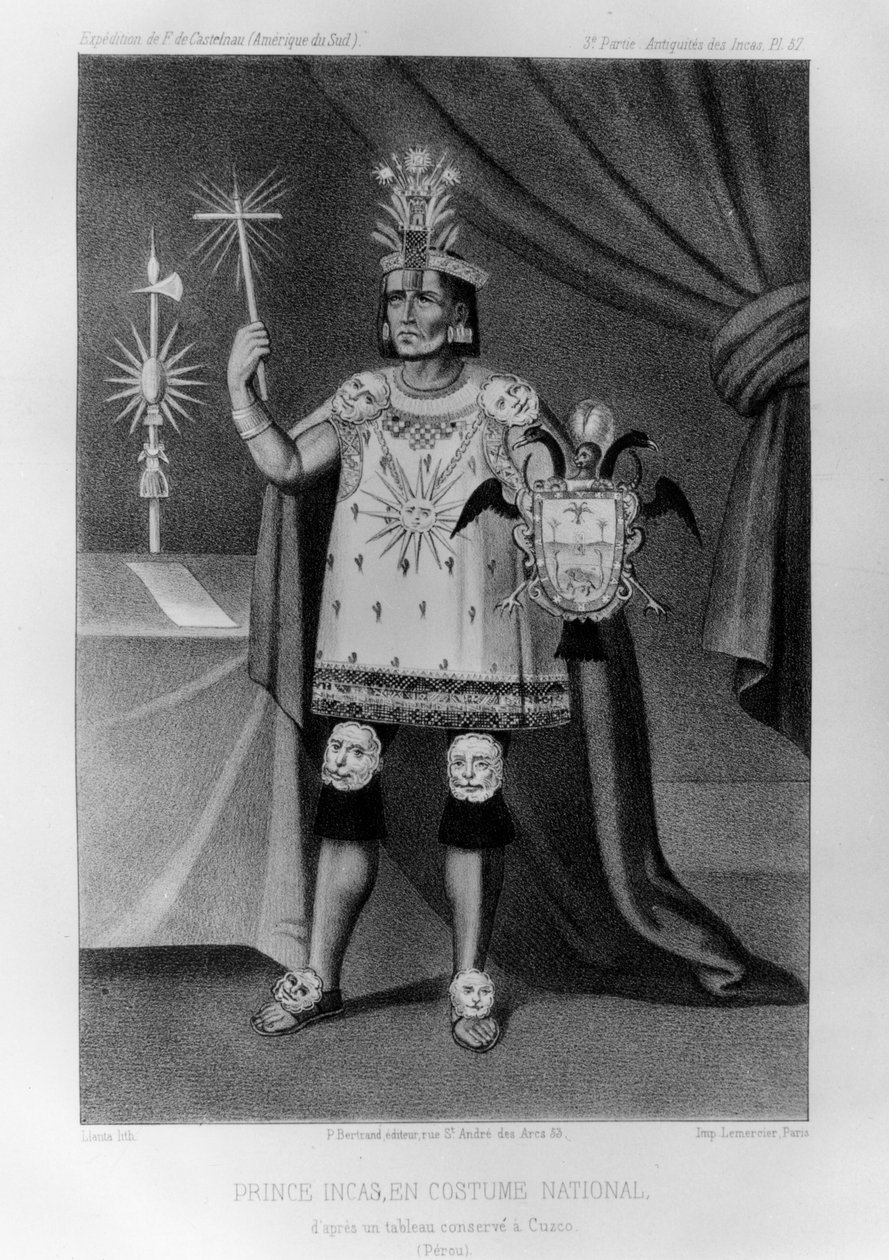 Príncipe Inca, traje nacional, 1852 de Jacques Francois Gauderique Llanta