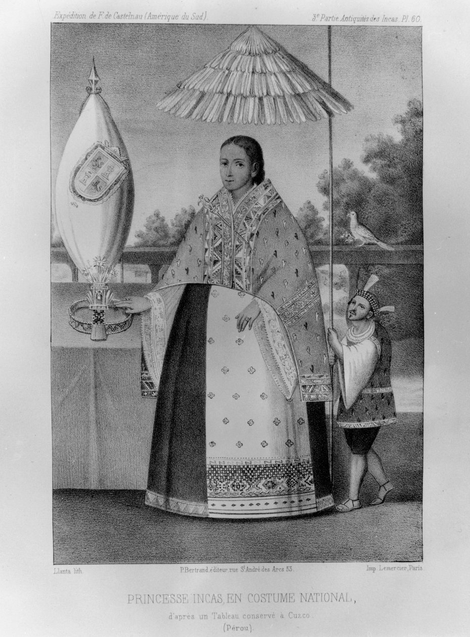 Princesa Inca, traje nacional, 1852 de Jacques Francois Gauderique Llanta