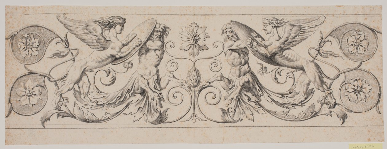 Friso decorativo com centauros e esfinges de Jacques Francois Joseph Saly