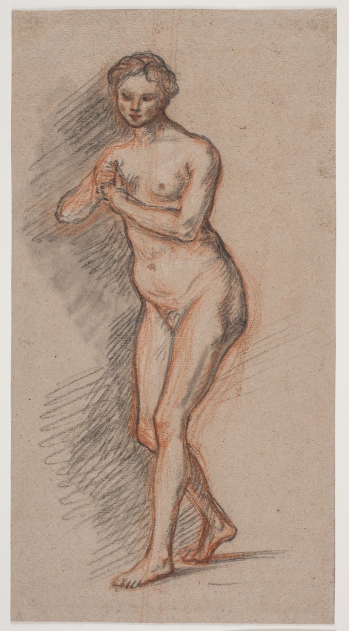 Figura modelo feminina com as mãos na frente do peito de Jacques Francois Joseph Saly