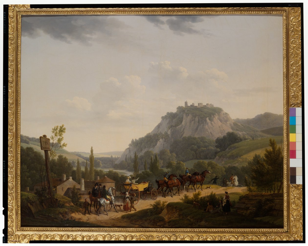 Um grupo de viajantes numa paisagem de Jacques Francois Joseph Swebach