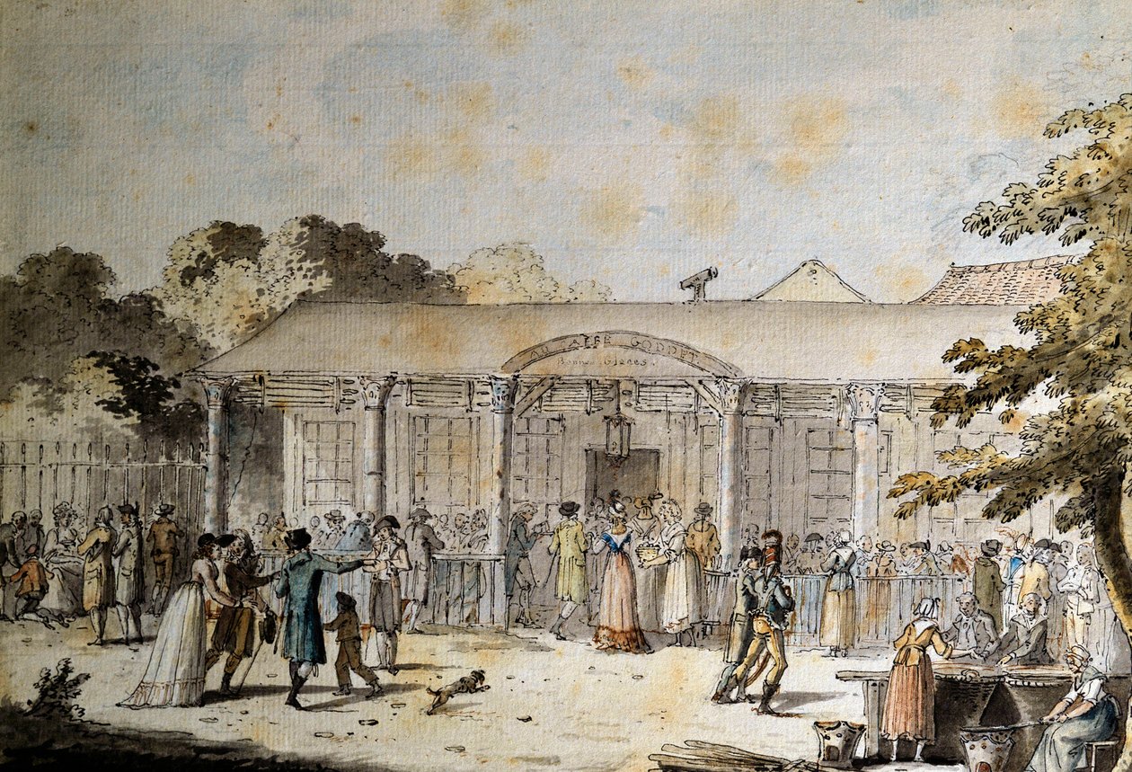Vista do Cafe Goddet (ou Godet), Boulevard du Temple, no momento do Consulado de Jacques Francois Joseph Swebach