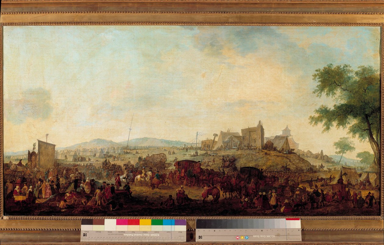 Vista do campo de manobras militares estabelecido sob o comando do Príncipe do Conde perto de Saint Omer de 5 de Agosto a 25 de Setembro de 1788 Este é Louis V Joseph de Bourbon-Conde (1736-1818). Pintura de Jacques Francois Joseph Swebach (1769-1823) 1788 de Jacques Francois Joseph Swebach