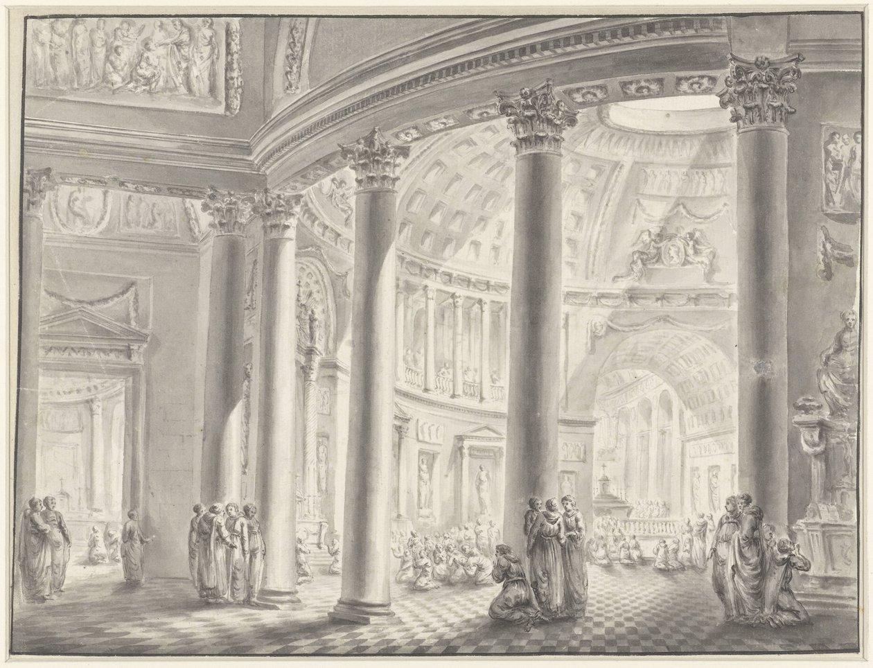 Interior de uma igreja abobadada de Jacques François Blondel
