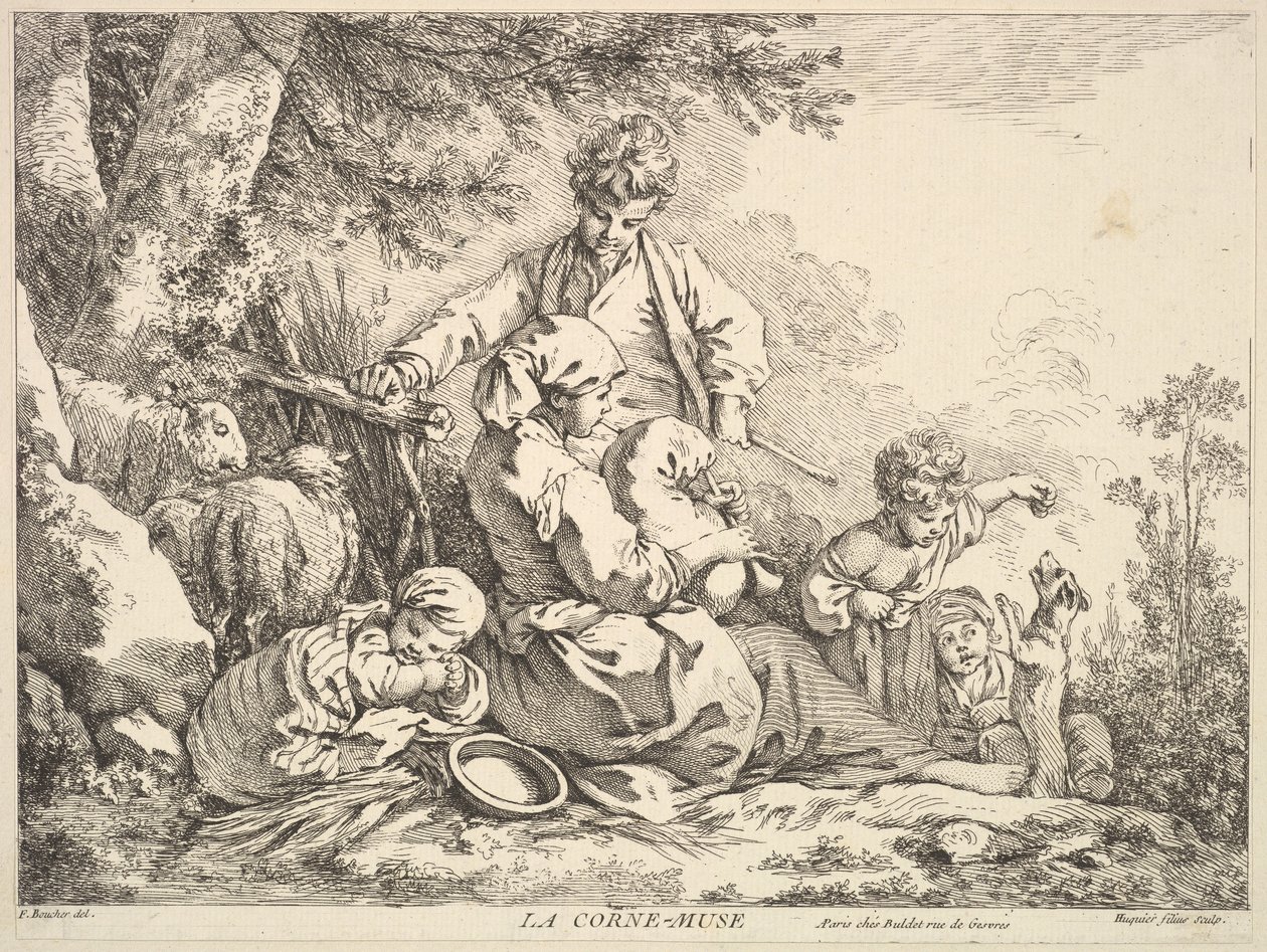 Gaitas de foles, meados do século XVIII. de Jacques Gabriel Huquier