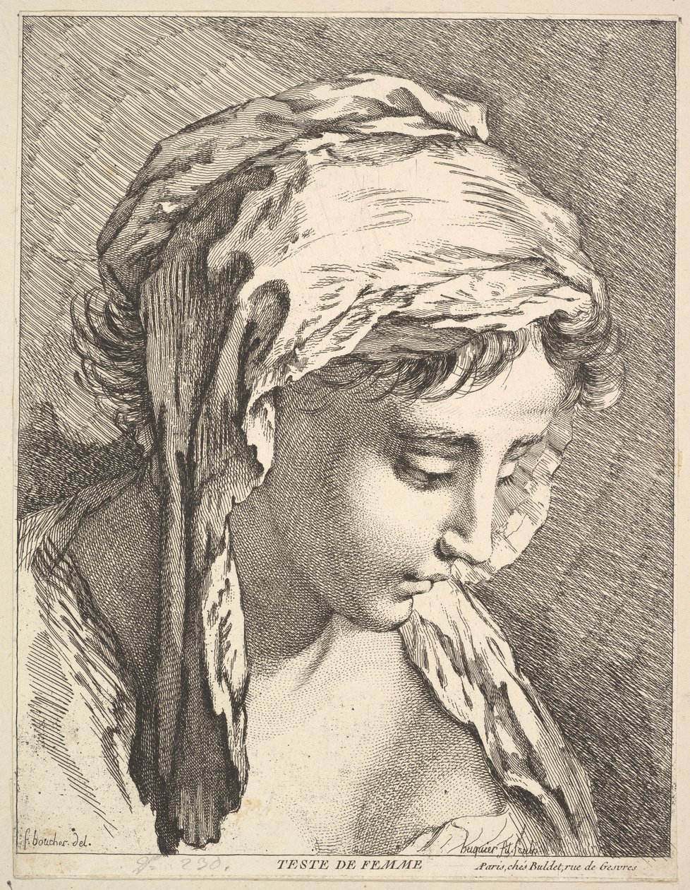 Cabeça de Mulher, meados do século XVIII. de Jacques Gabriel Huquier