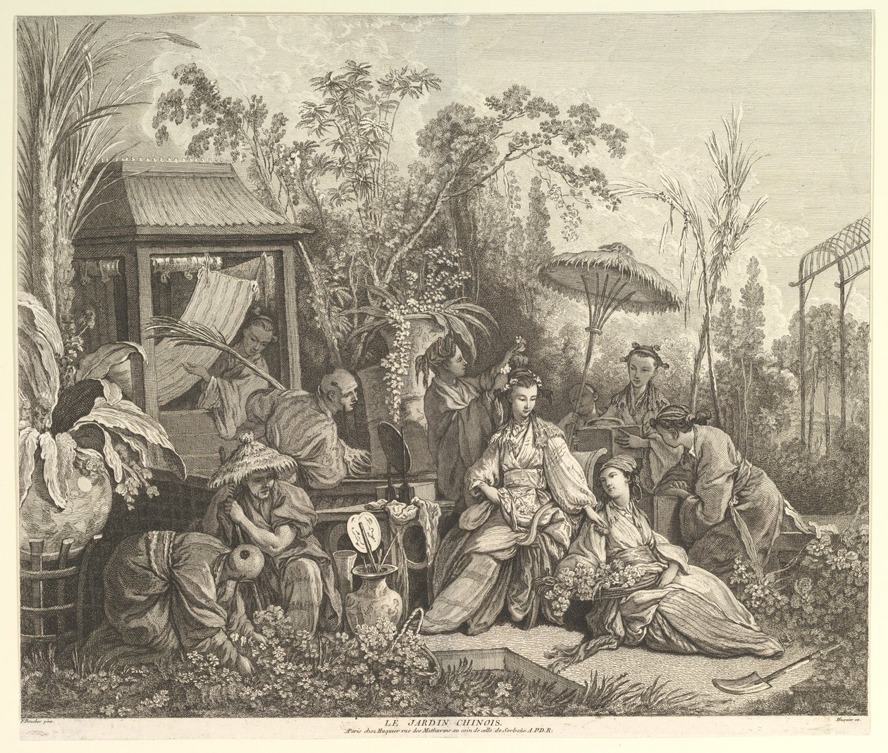 O Jardim Chinês, da Chinoiseries, depois de 1743. de Jacques Gabriel Huquier
