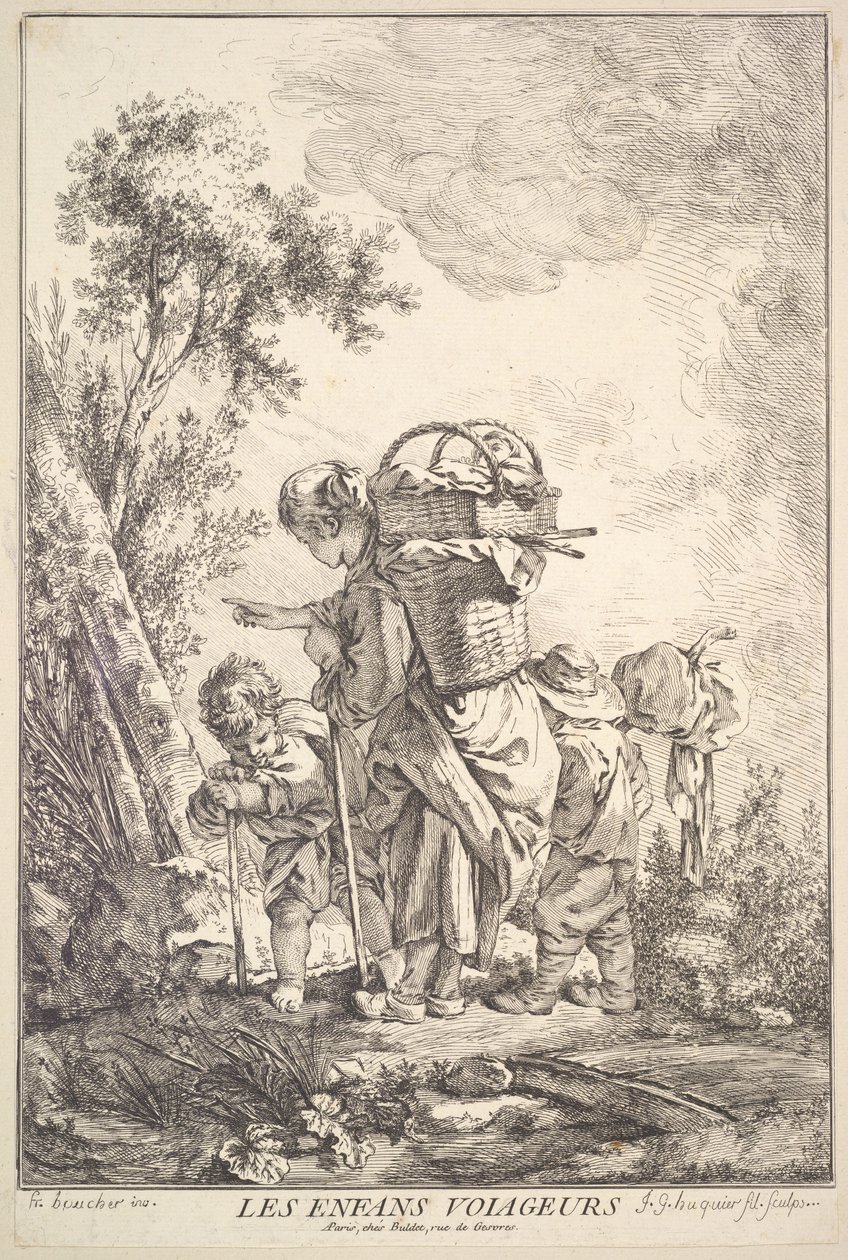 As Crianças Viajantes, meados do século XVIII. de Jacques Gabriel Huquier