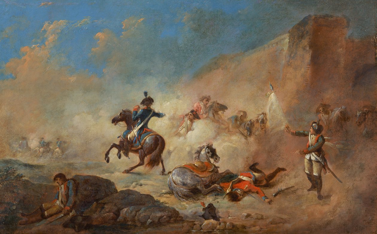 Combate de cavaleiros ingleses e franceses de Jacques Gamelin