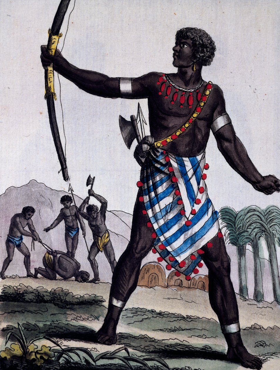 Anzikos warrior, África, gravura da Enciclopédia das Viagens de Jacques Grasset de Saint Sauveur