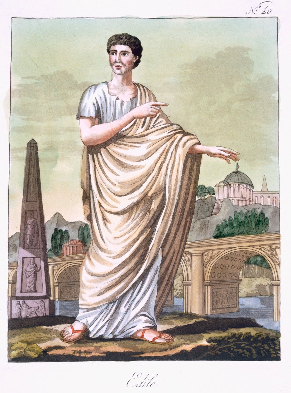 Aedilus, ilustração de &39;L&39;Antique Rome&39;, gravada por Labrousse, publicada em 1796 de Jacques Grasset de Saint Sauveur
