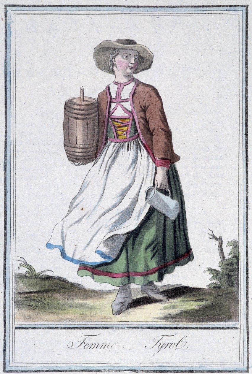 Femme of Tyrol - in "Encyclopedia of Travels" de Grasset St Sauveur, ed. 1796 de Jacques Grasset de Saint Sauveur