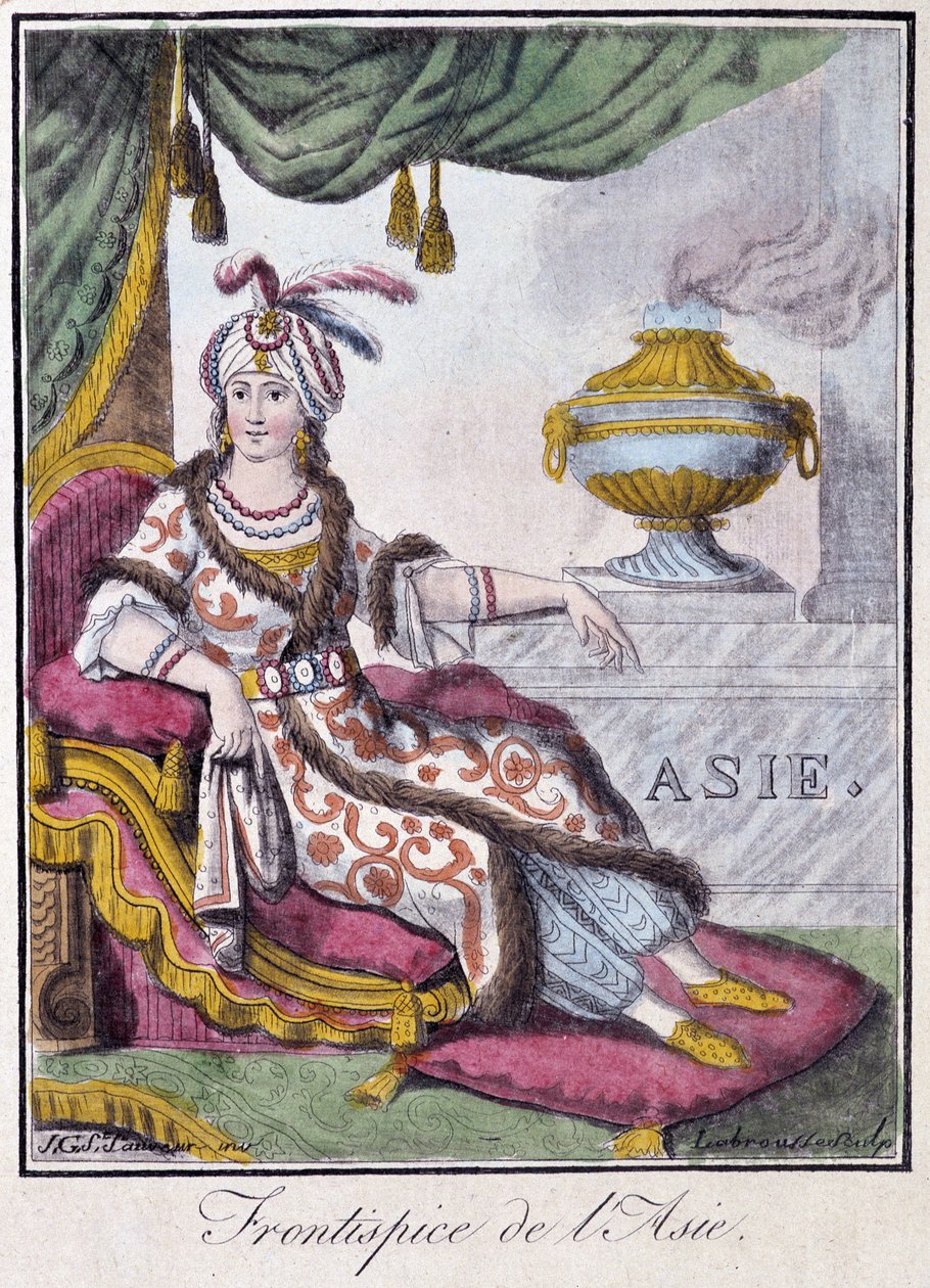 Frontispice da Ásia - in "Encyclopedia of Travels" de Grasset St Sauveur, ed. 1796 de Jacques Grasset de Saint Sauveur