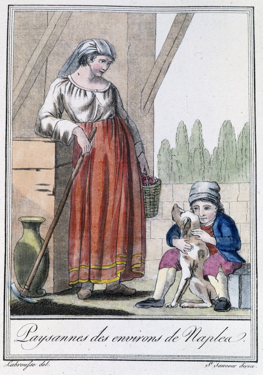Camponesa da zona de Nápoles - na "Enciclopédia das Viagens" de Grasset St Sauveur, Paris de Jacques Grasset de Saint Sauveur