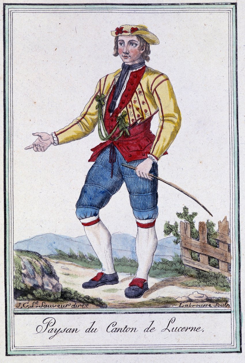 Camponês do Cantão de Lucerna (Suíça) - na "Encyclopedia of Travels" de Grasset St Sauveur, ed. 1796 de Jacques Grasset de Saint Sauveur