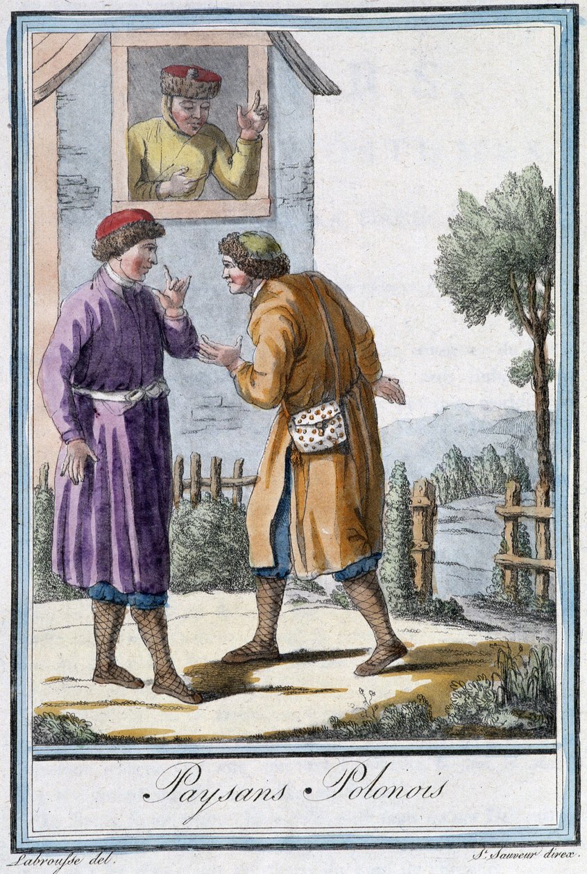 Camponeses Polacos - na "Enciclopédia das Viagens" de Grasset St Sauveur, ed. 1796 de Jacques Grasset de Saint Sauveur