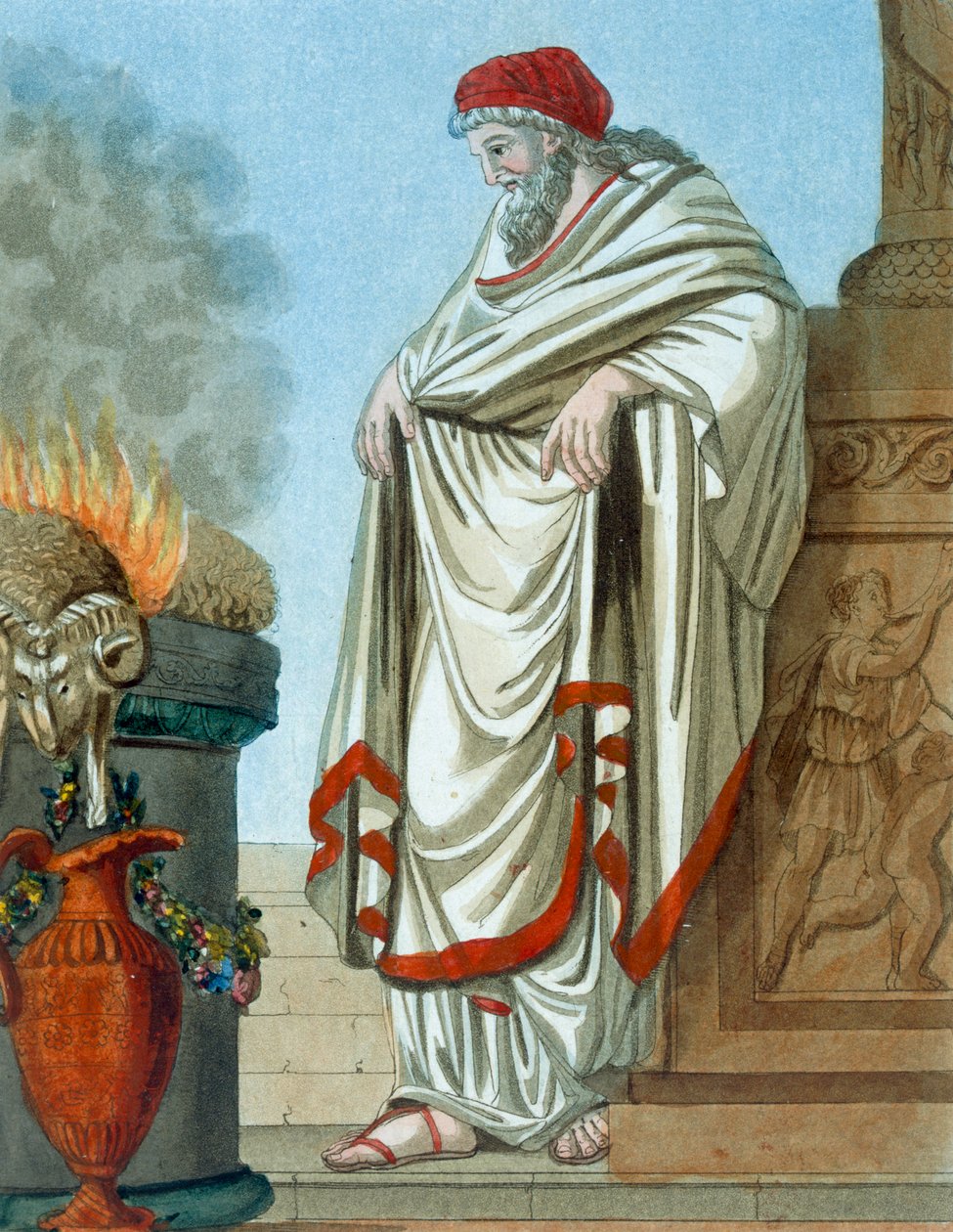 Pontifex Maximus, ilustração de &39;L&39;Antique Roma&39;, gravada por Labrousse, publicada em 1796 de Jacques Grasset de Saint Sauveur