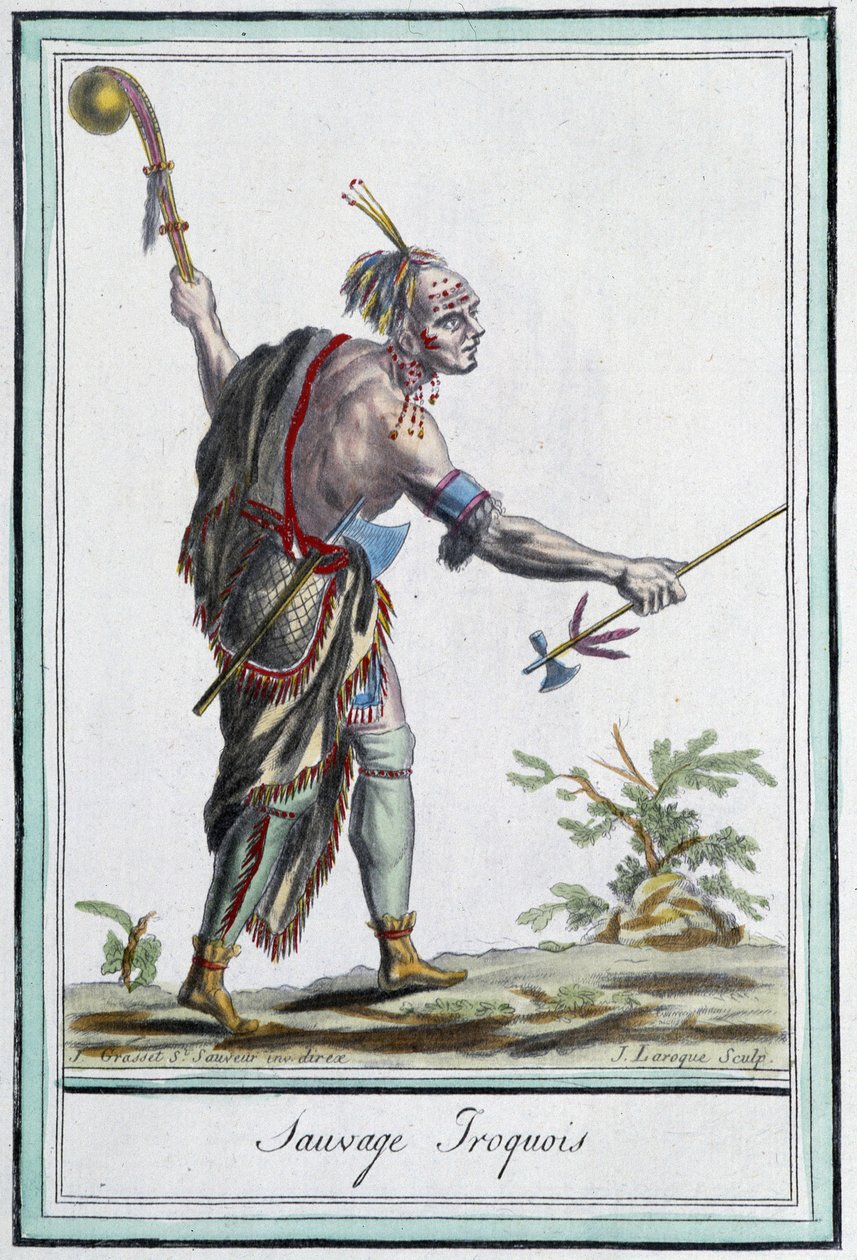 Sauvage iroquois - na "Enciclopédia das viagens" de Grasset St Sauveur, Paris de Jacques Grasset de Saint Sauveur
