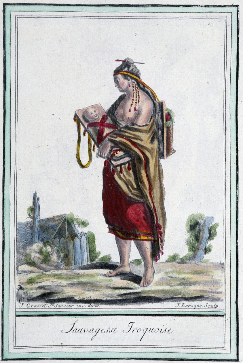Sauvagesse iroquoise - na "Enciclopédia das viagens" de Grasset St Sauveur, Paris de Jacques Grasset de Saint Sauveur