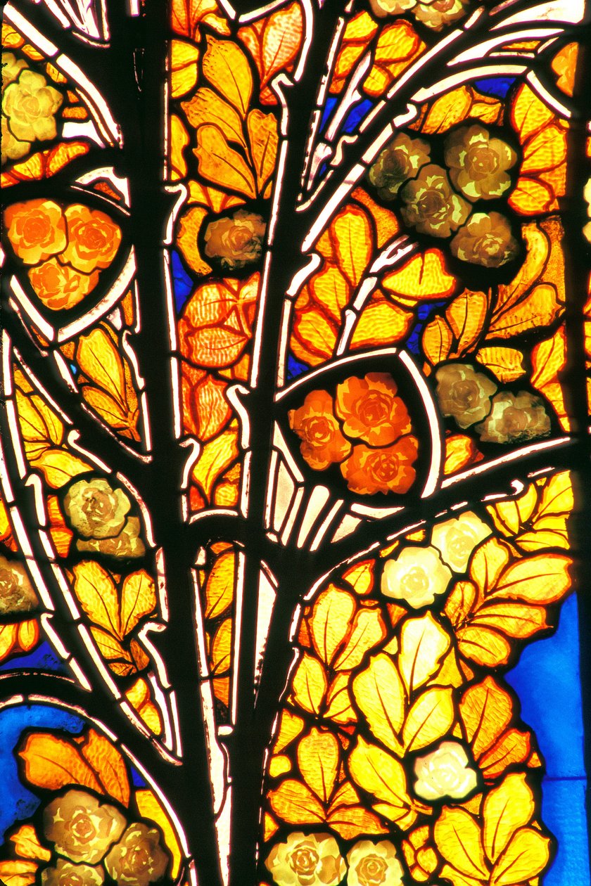 Nancy (departamento 54), Art Nouveau, Hotel Bergeret, Stained glass de Jacques Gruber (1870-1936) "rosas e gaivotas". de Jacques Gruber
