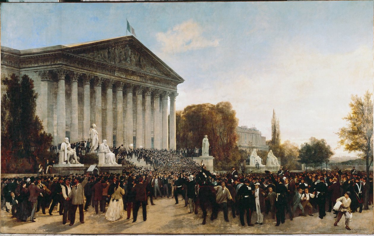 Palais Bourbon, sede do Corpo Legislativo, após a última sessão ... (pintura sobre tela) de Jacques Guiaud
