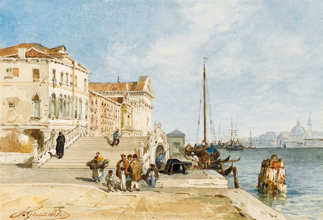 Vista da doca de Zattere, Veneza de Jacques Guiaud