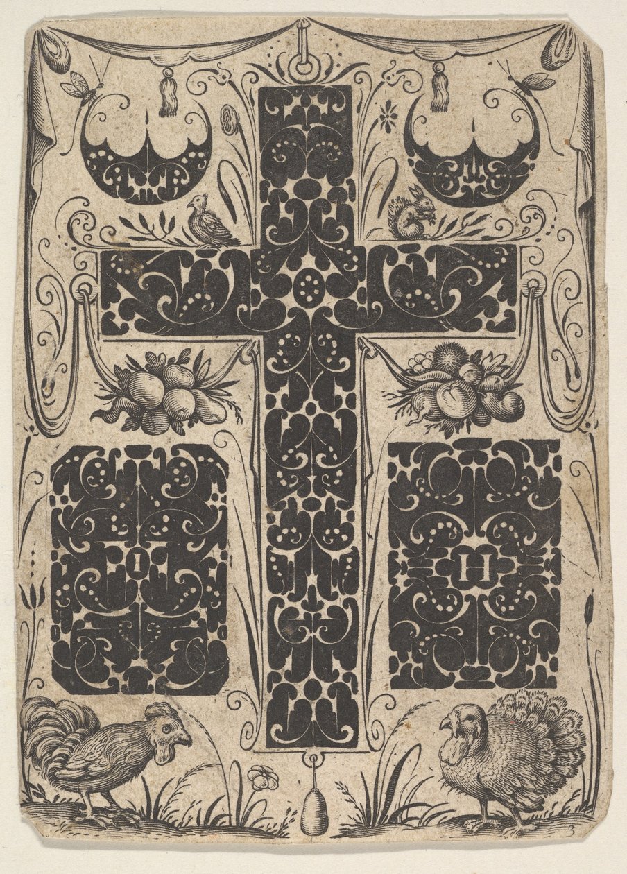 Cruz Latina com Aves e Motivos Menores, ca. 1614-19. de Jacques Hurtu