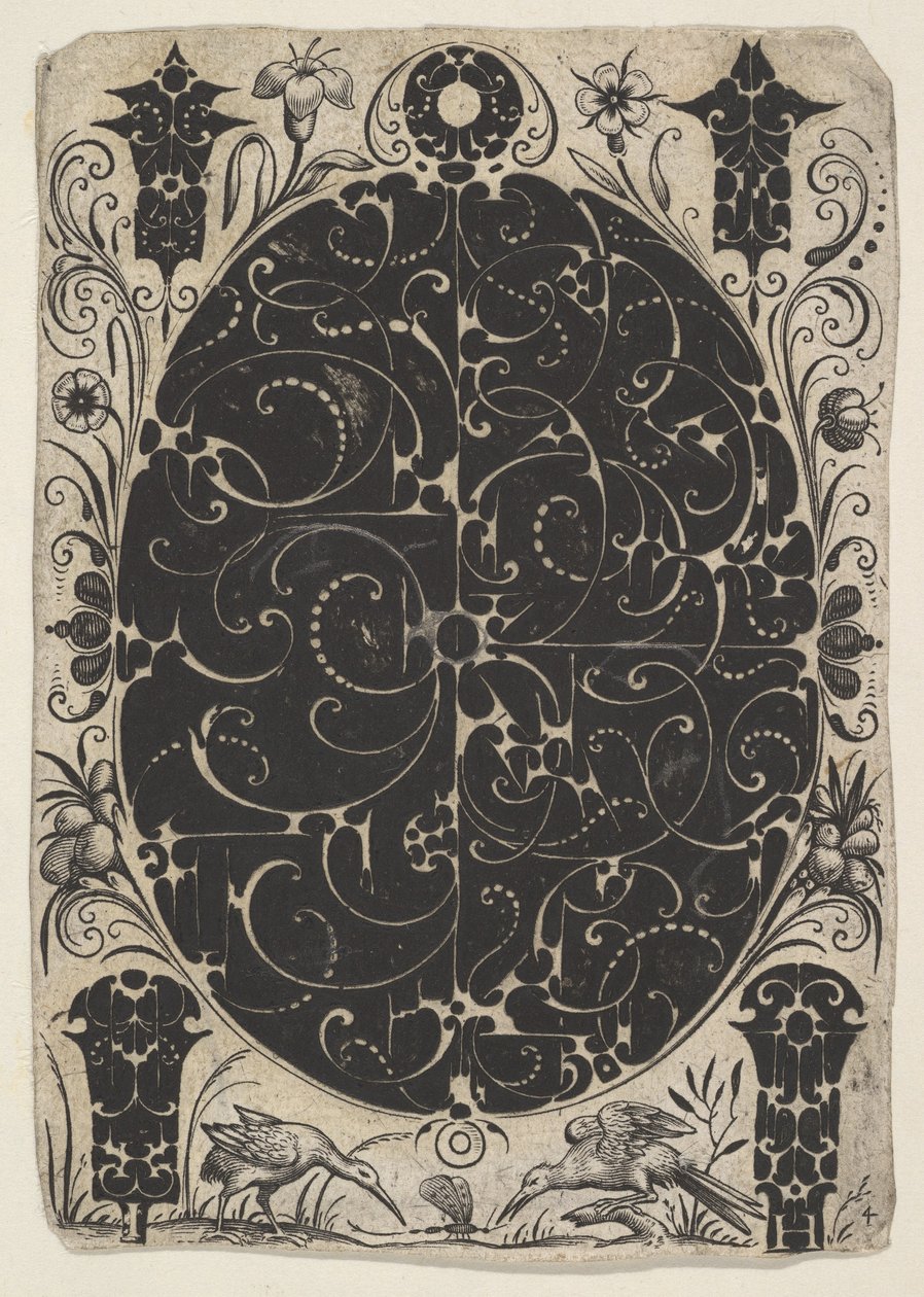 Caixa Oval Decorada com Schweifwerk em Duas Variantes, Rodeada por Motivos Menores..., ca. 1614-19. de Jacques Hurtu