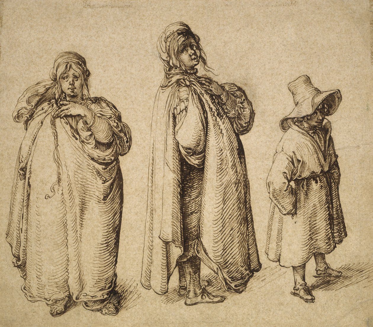 Dois Estudos de uma Mulher Roma e um Menino Roma em um Chapéu Grande, c.1605 de Jacques II de Gheyn