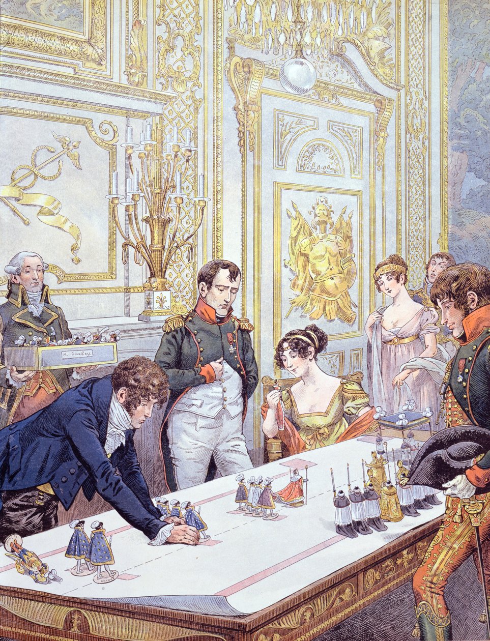 Napoleão (1769-1821) e sua esposa Josefina (1763-1814) Preparando a coroação, ilustração de &39;Bonaparte&39; por G. Montorgueil, 1910 de Jacques Marie Gaston Onfray de Breville (Job)
