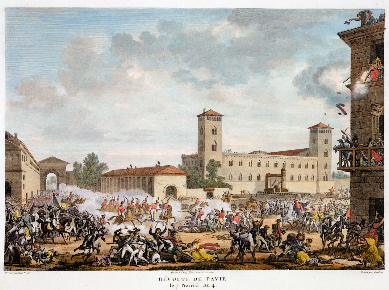 Revolta em Pavia, Itália 7 Prairial, Ano 4 de Maio de 1796.   de Jacques Joseph Coiny
