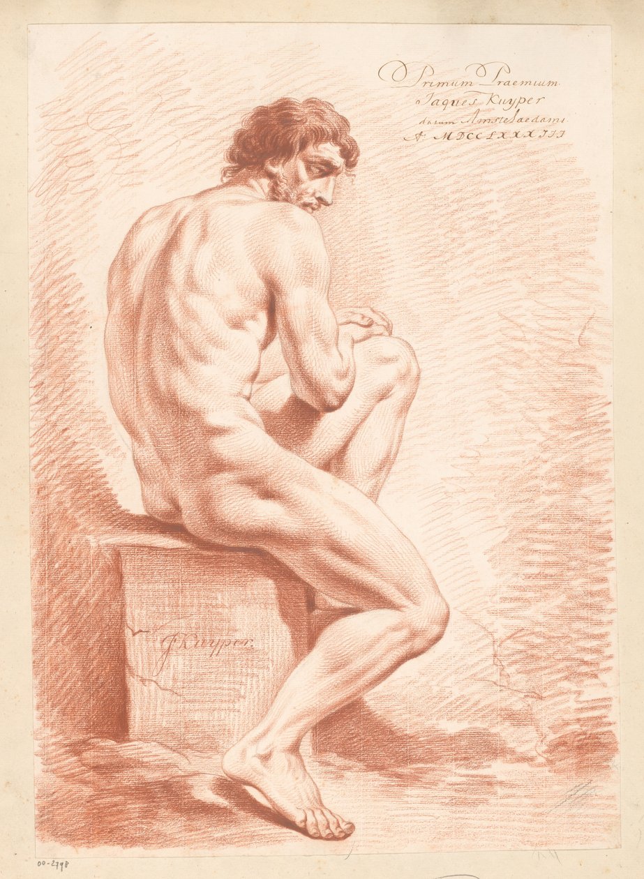 Nu masculino sentado, visto de costas (1º prémio 1783) de Jacques Kuyper