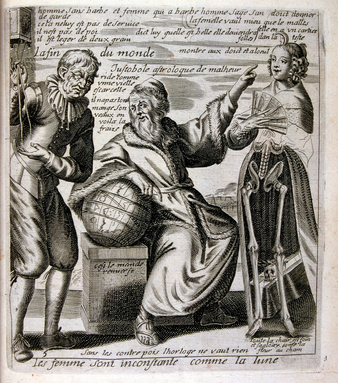 Ilustração gravada do século XVII de uma coleção de provérbios. Paris 1657-1663. De Jacques Lagniet (1620-1675). Gravador francês. Dele saíram muitas gravuras de crítica social e imagens de escárnio, como as suas ilustrações por vezes grotescas e fantástic de Jacques Lagniet