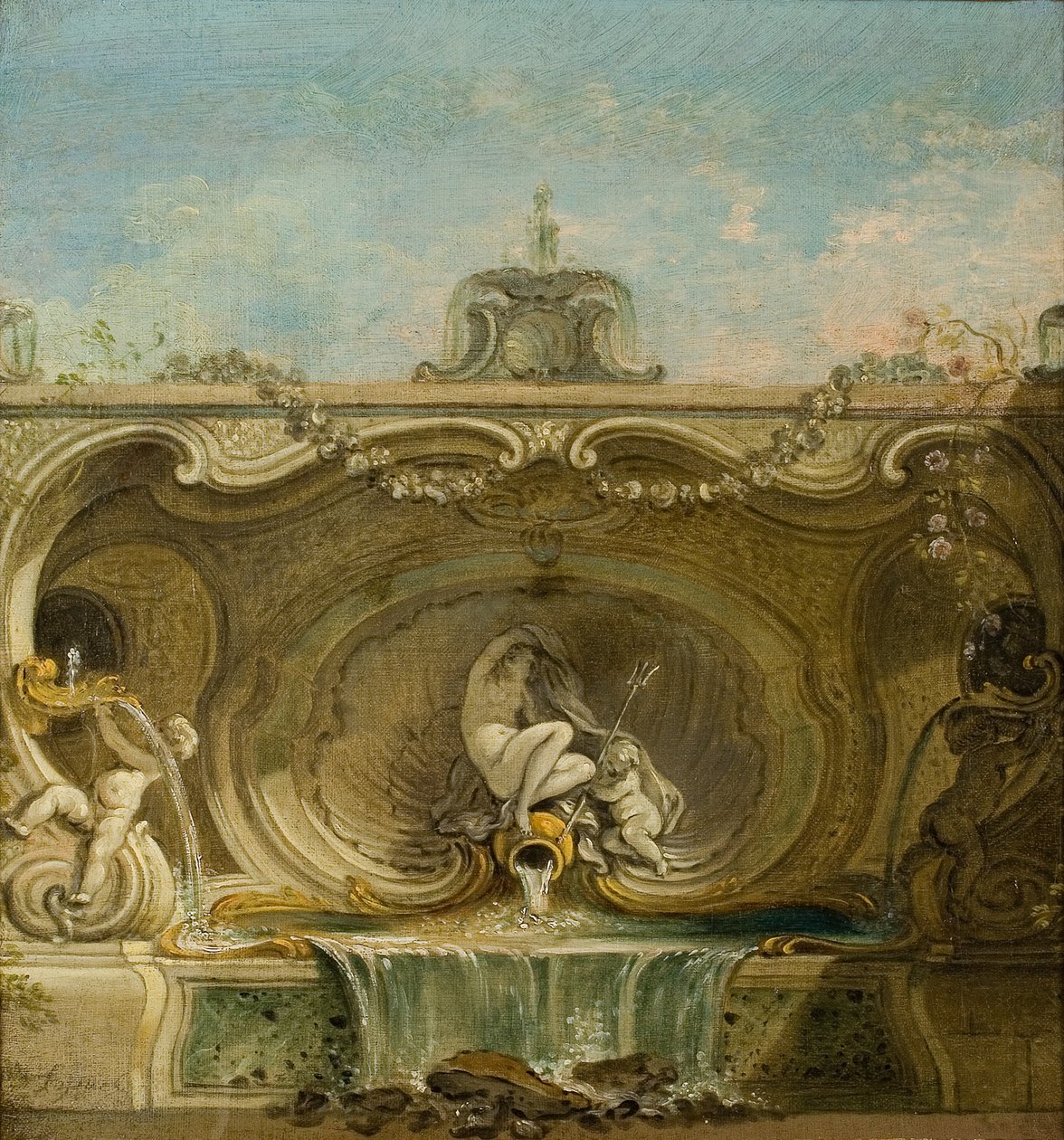 Projeto Fonte. Naiad e Putto, c. 1740. de Jacques Lajoue de