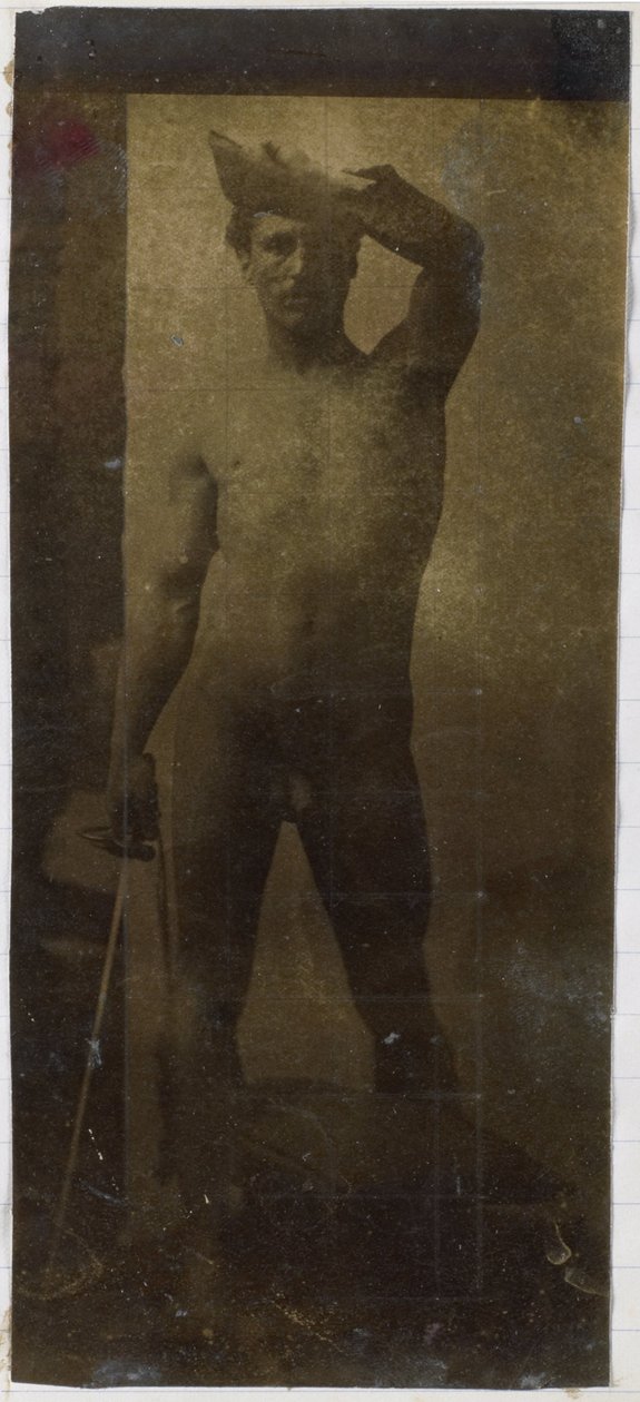 Estudo de um modelo masculino nu, em pé e visto de frente, no estúdio de Jacques de Lalaing de Jacques Lalaing (attributed to)