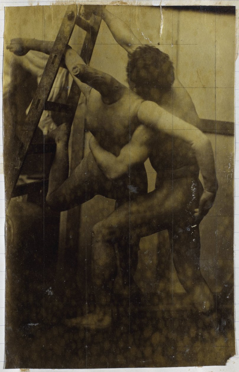Estudo de um modelo masculino nu, lutando com boneca, no estúdio de Jacques de Lalaing de Jacques Lalaing (attributed to)
