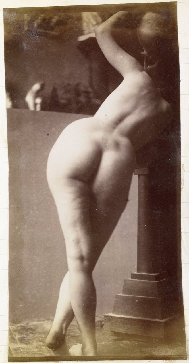 Estudo de uma modelo feminina nua, vista por trás, no estúdio de Jacques de Lalaing, estudo preliminar para fonte circular de Jacques Lalaing (attributed to)