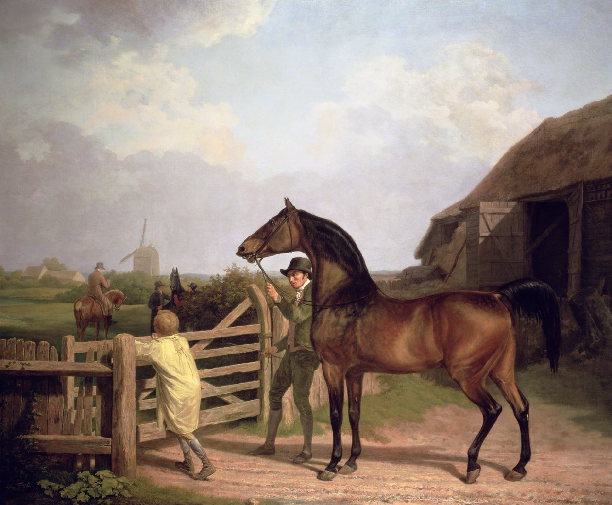 "Bay Ascham", um garanhão conduzido através de um portão para uma égua, 1804 de Jacques Laurent Agasse