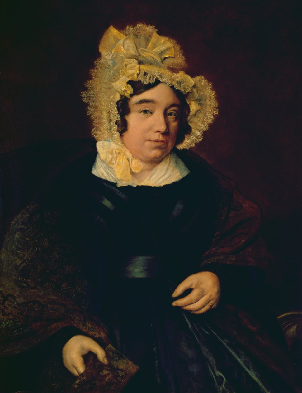 Retrato da Sra. Edward Cross em um vestido de cetim escuro com um xale de Paisley, 1838 de Jacques Laurent Agasse