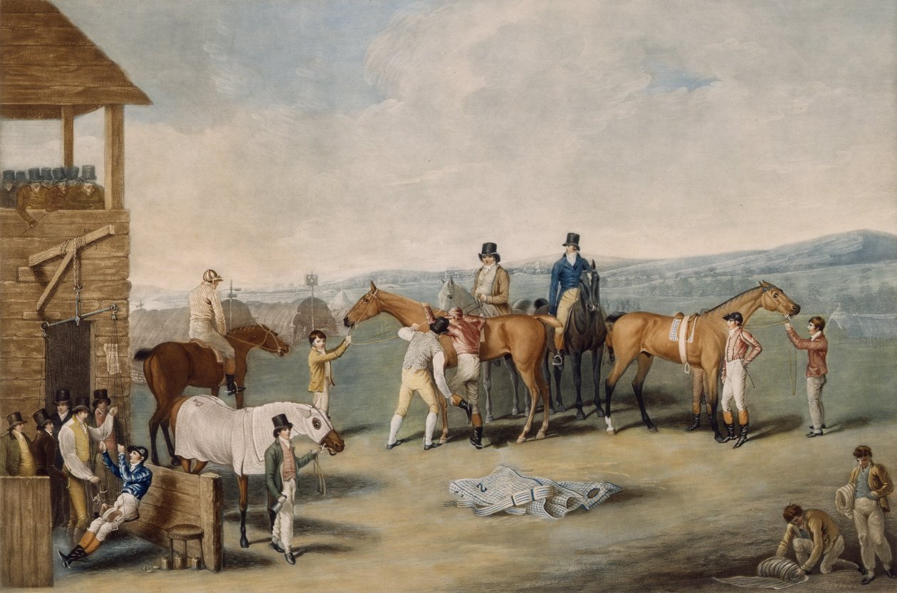 Um Par: Preparando-se para Começar, Londres, 20 de janeiro de 1803 (aquatint) de Jacques Laurent after Agasse