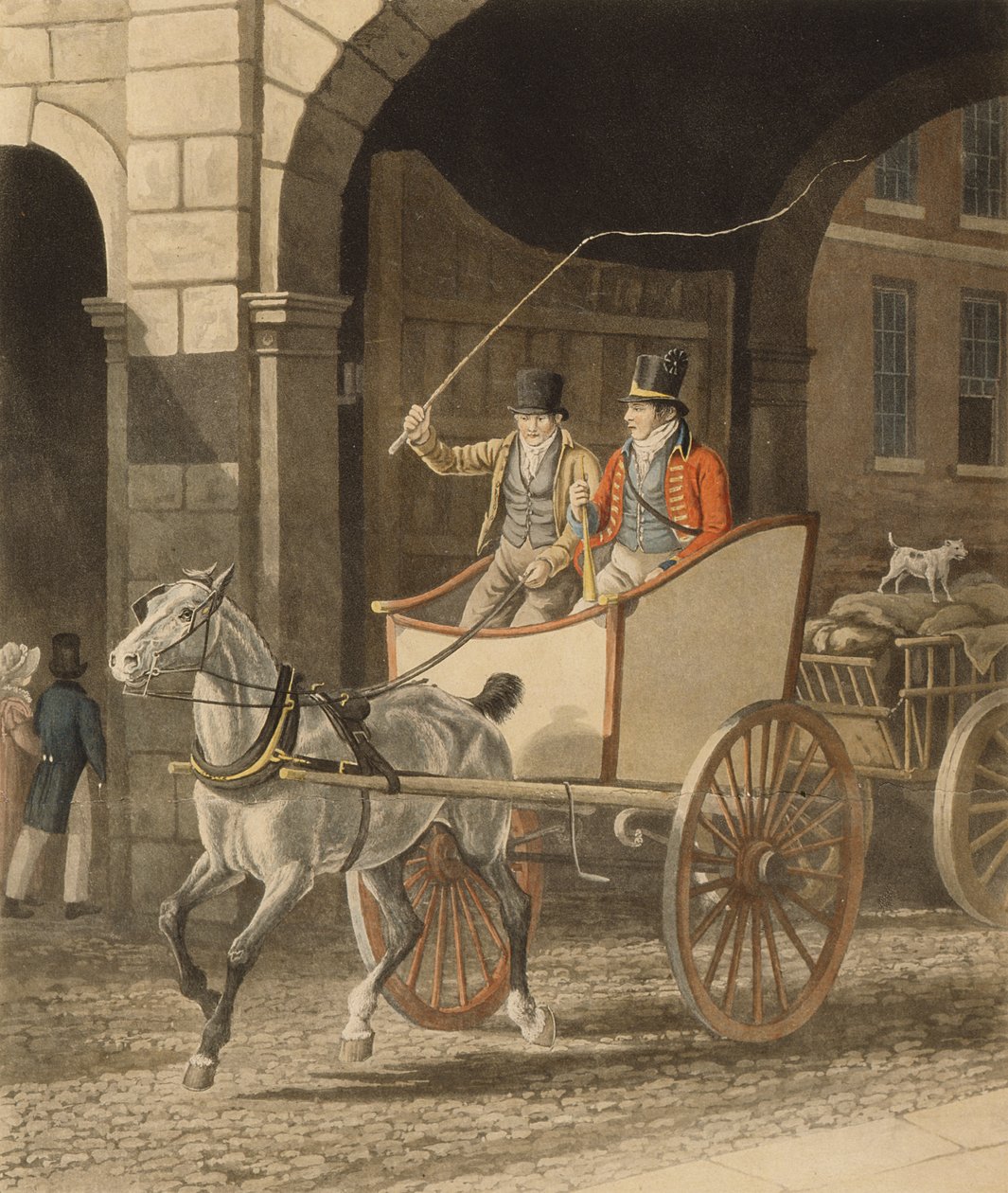 Coaching, ou The Mail Guard, gravado por Matthew Dubourg (fl.1786-1838) 1825 (aquatint) de Jacques Laurent after Agasse