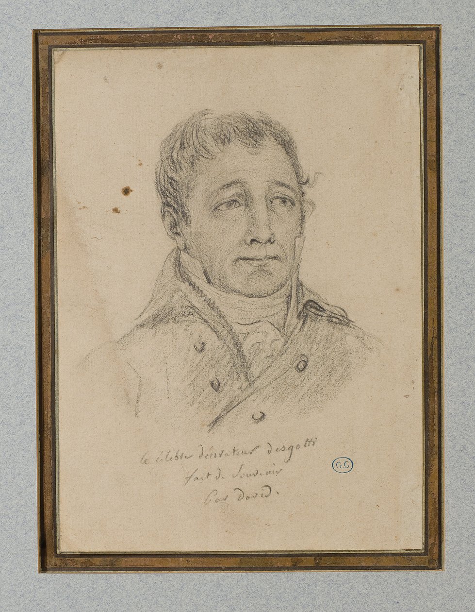 Retrato de Ignace-Eugène-Marie Degotti, c.1815-25 (giz sobre papel pardo claro) de Jacques Louis (workshop of) David