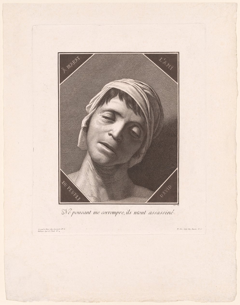 Marat, como ele era no momento da sua morte de Jacques Louis Copia