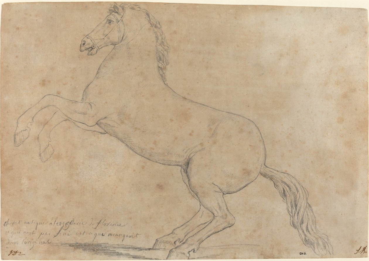 Uma escultura antiga de um cavalo de Jacques Louis David