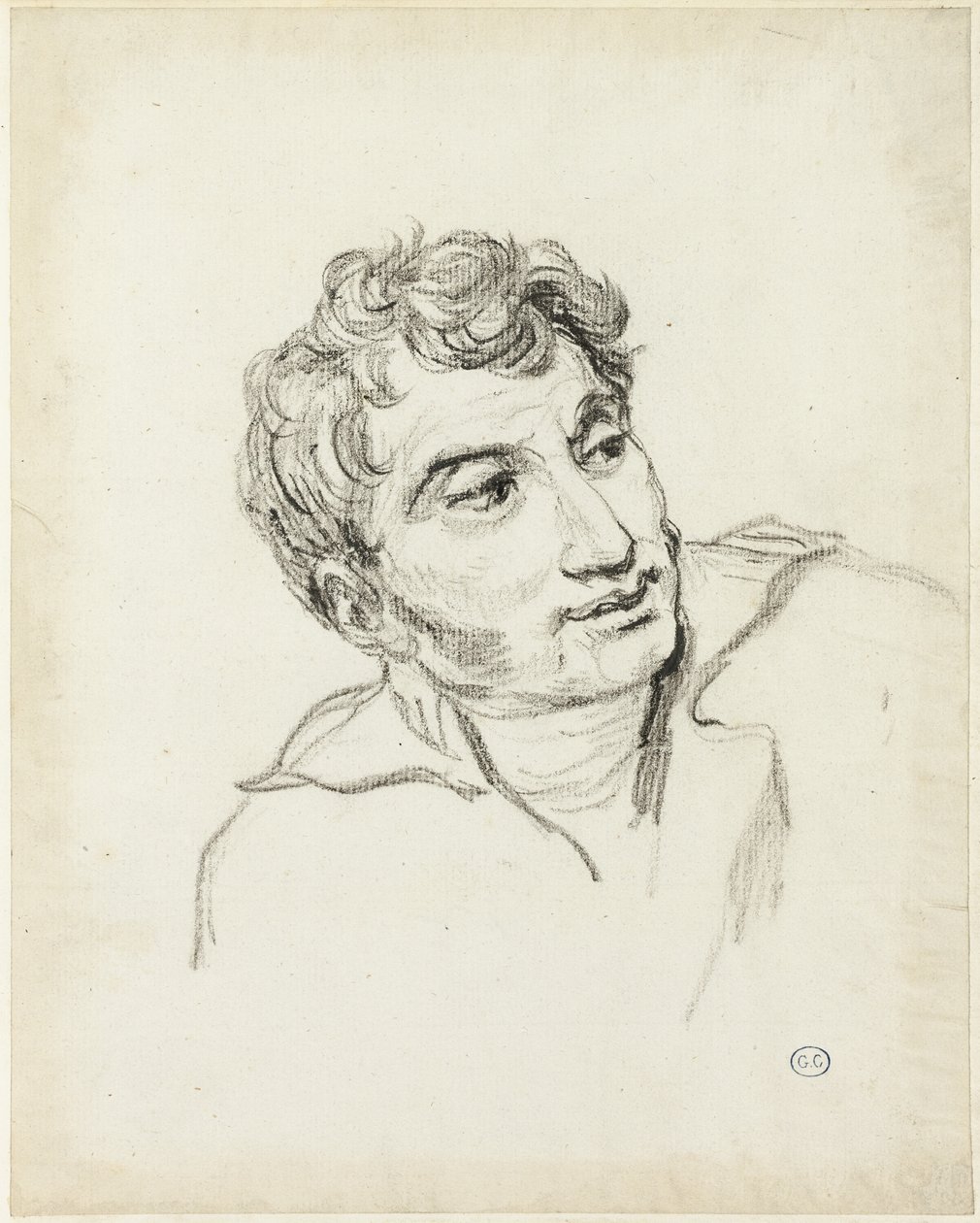 Busto de um homem, cabeça virada para a direita de Jacques Louis David