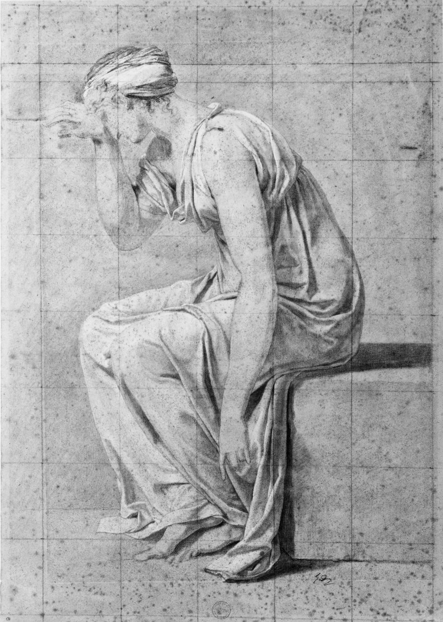 Camilla, estude para &39;O Juramento dos Horácios&39;, c.1785 de Jacques Louis David