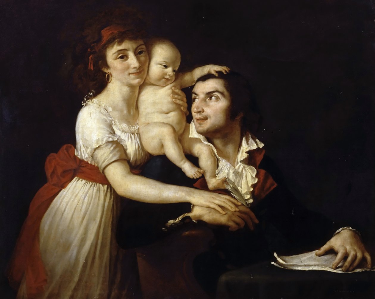 Camille Desmoulins com sua esposa Lucile e filho de Jacques Louis David