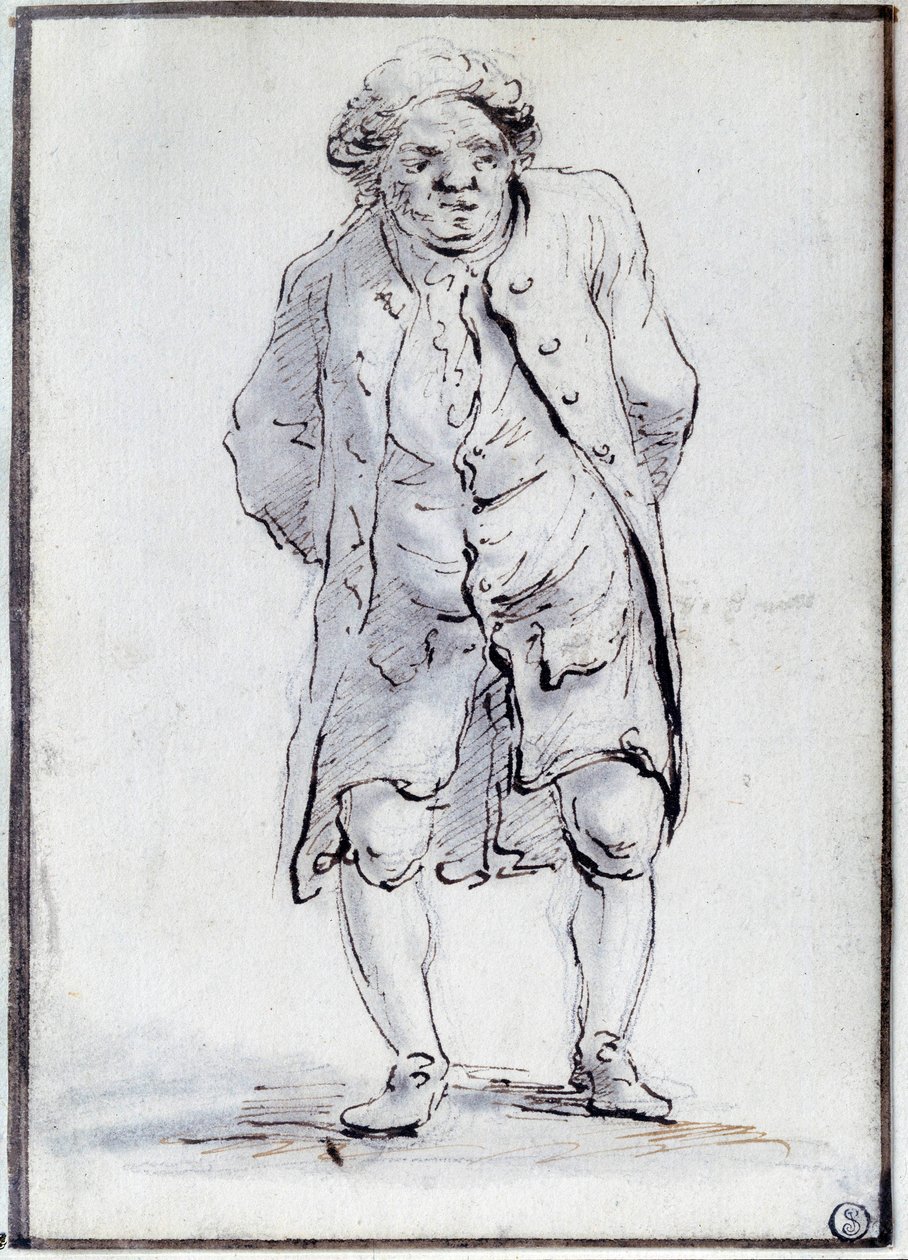 Desenho animado de Honra Gabriel (Honore-Gabriel) Riqueti, Conde de Mirabeau (1749-1791) o Ain. Desenho de Jacques Louis David (1748-1825) Século XVIII. Dim. 0,17x0,12 m. Paris, Museu do Louvre de Jacques Louis David