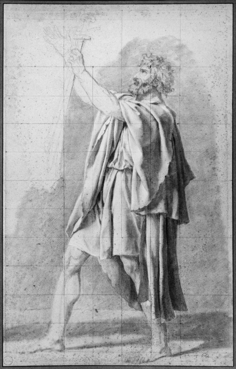 Pai dos Horatii, estudo para &39;O Juramento dos Horácios&39;, c.1785 de Jacques Louis David
